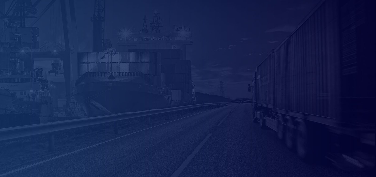 Container yard and truck in a cinematic freight scene
