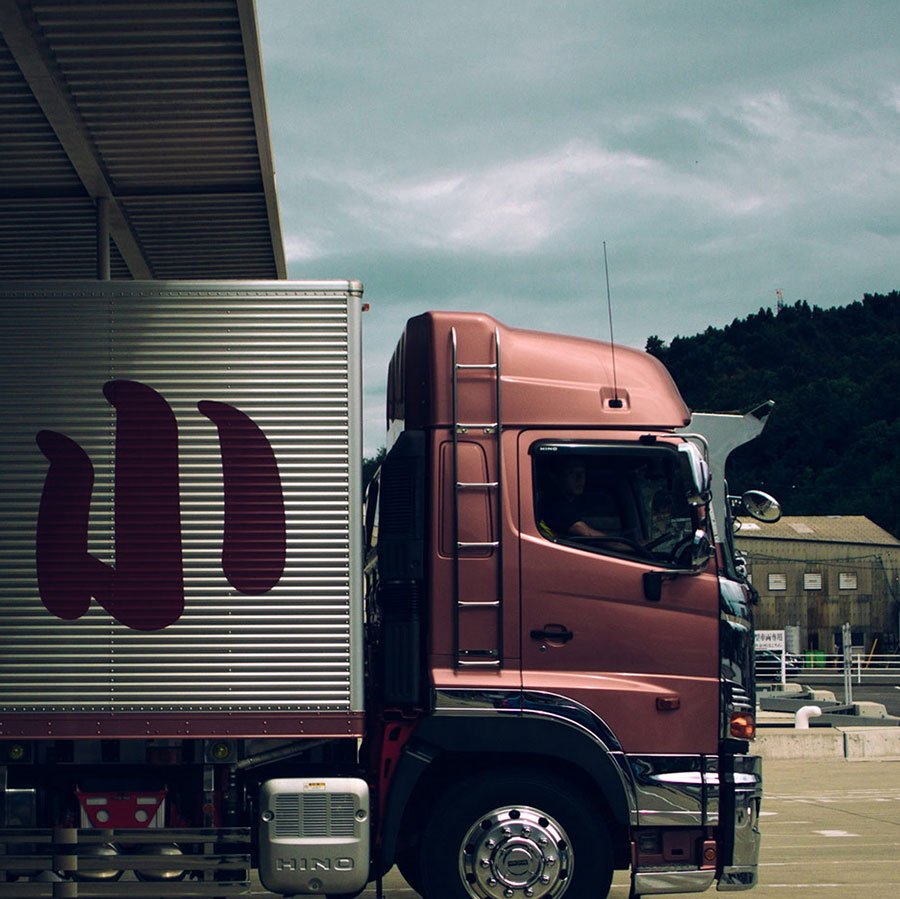 Freight truck at a loading facility